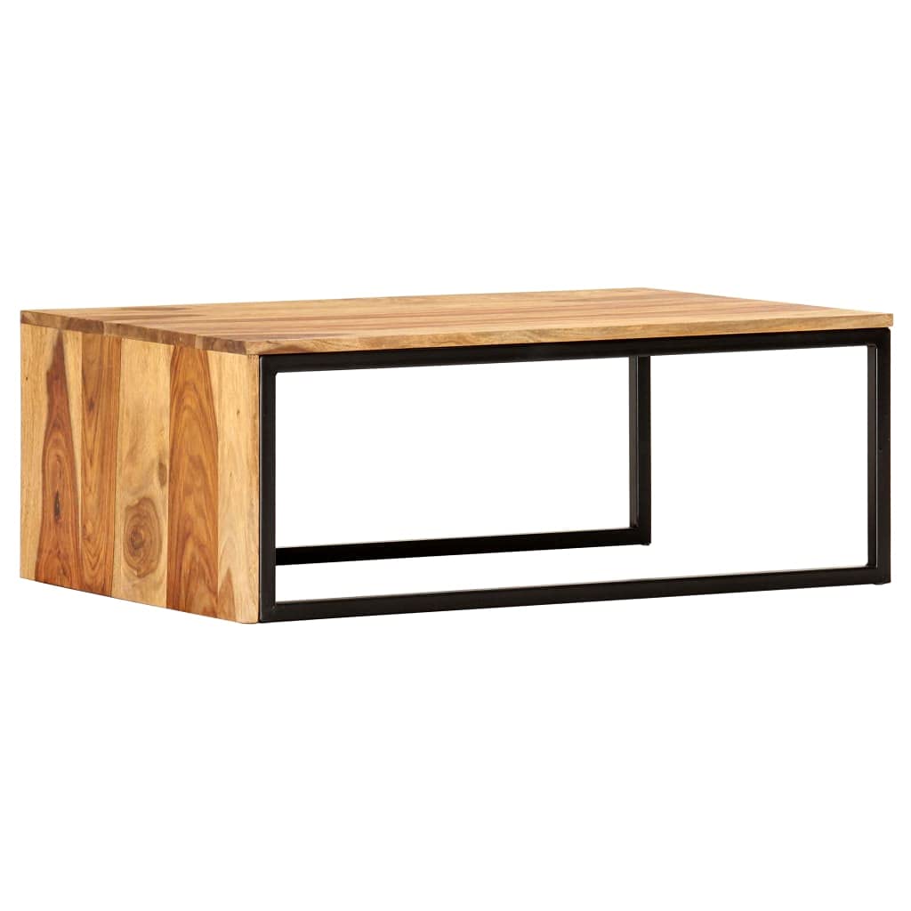 Brown Set of 2 Solid Sheesham Wood Rectangular Nesting Coffee Table Y6602