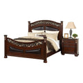 California King Wood Bed with Faux Leather Arched Headboard D61834