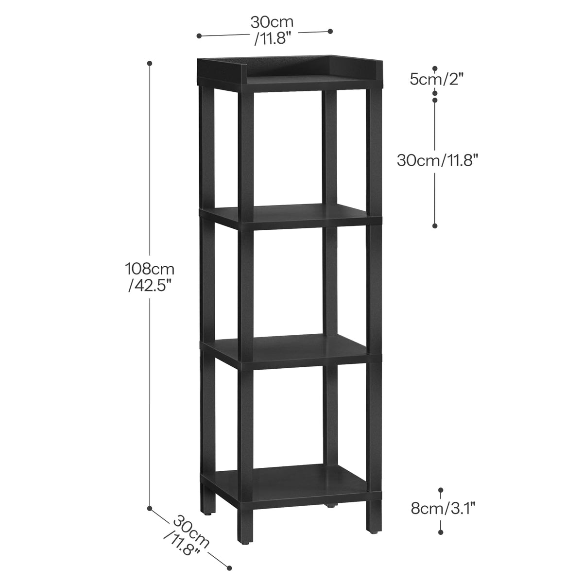 Black 4-Tier Wooden Bookcase Q4794