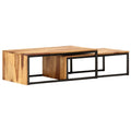 Brown Set of 2 Solid Sheesham Wood Rectangular Nesting Coffee Table Y6602