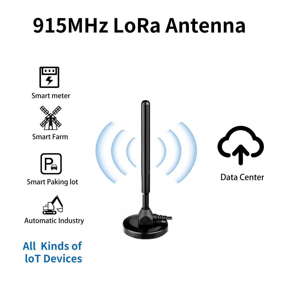 Waterproof 5.8dBi Pure Copper 915MHz LoRa Gateway Antenna with 3M Cable C61478