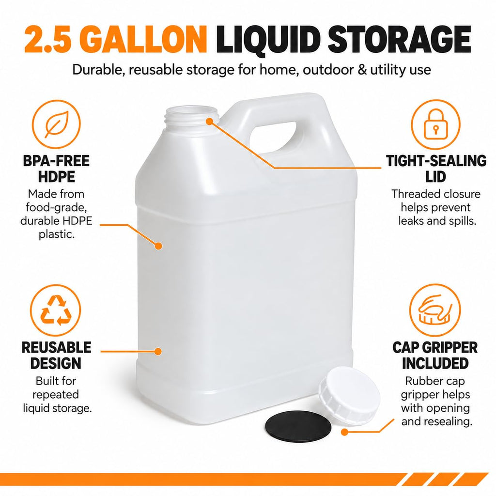 2.5 Gallon Reusable Plastic Water Jug with Lid M6556