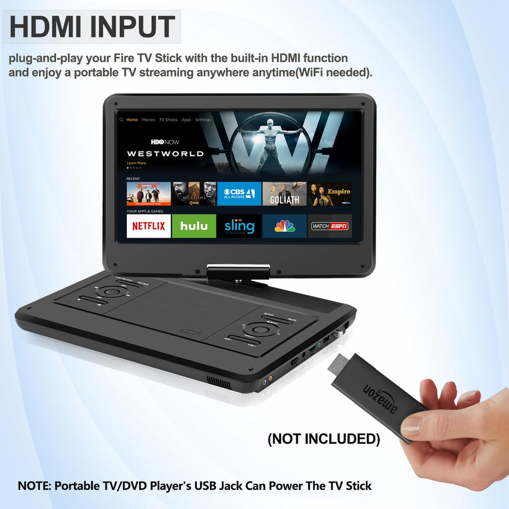 16.5" Portable TV/DVD Player Combo with 14.0" HD Swivel Screen A2136