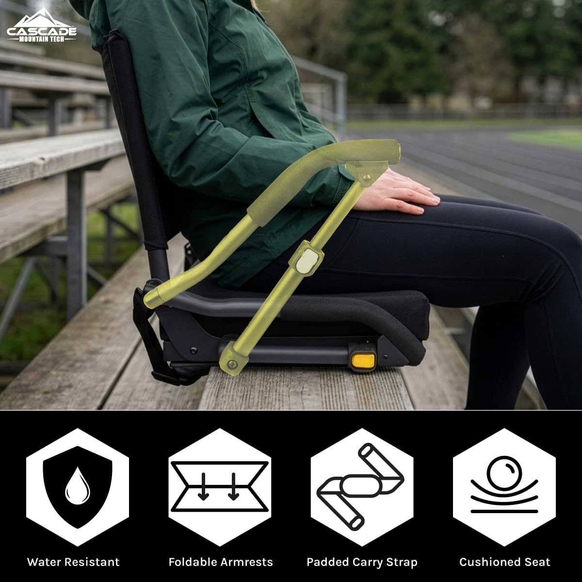 Padded Stadium Seat with Pop-Up Armrests E3542