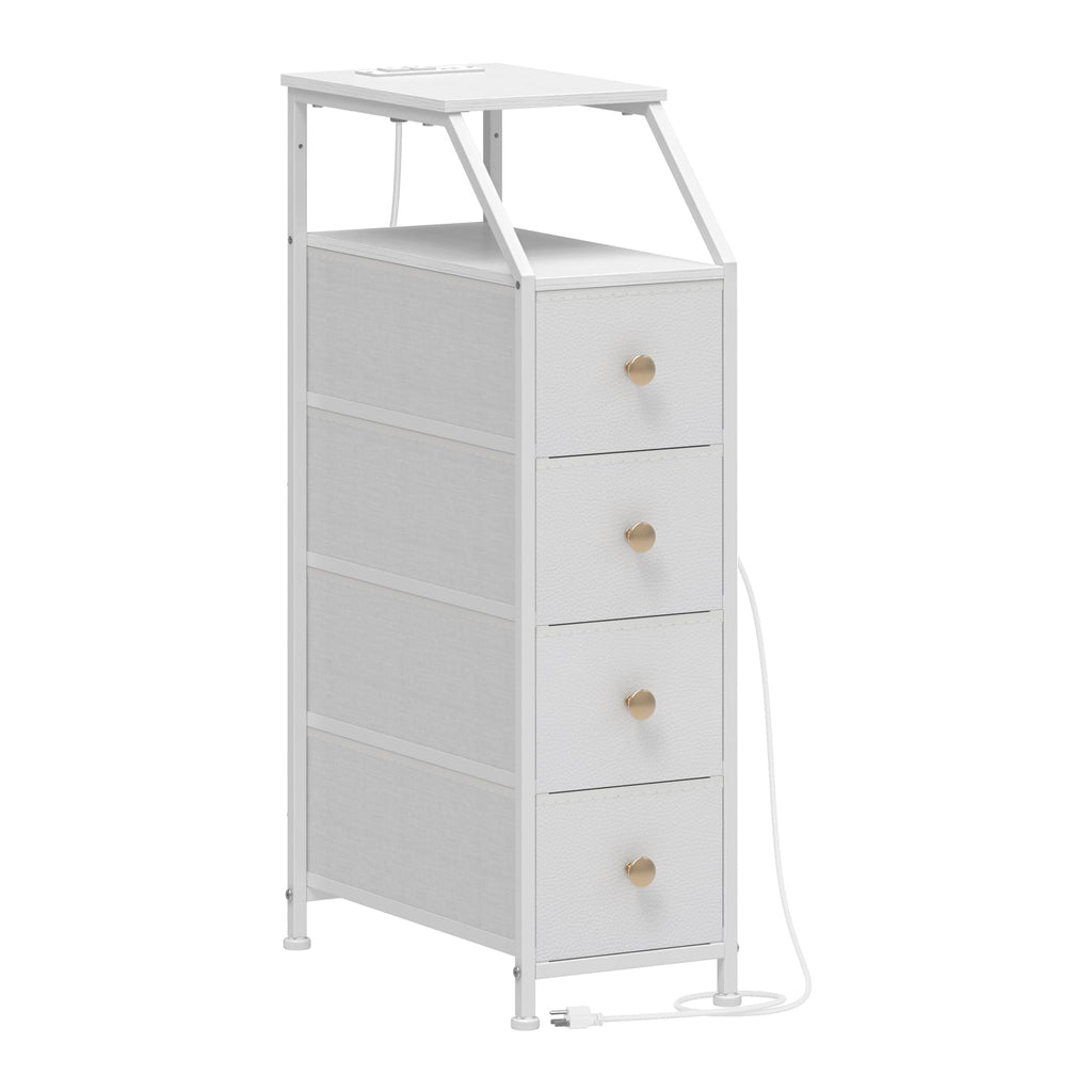 White 4 Drawers Narrow Dresser I1999