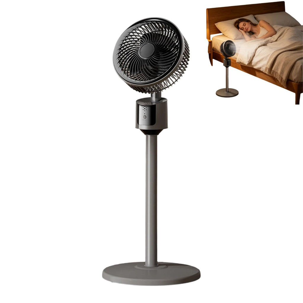 Standing Fan with Remote, 90° Oscillating, 3 Speeds, Adjustable Height, Gray Q243
