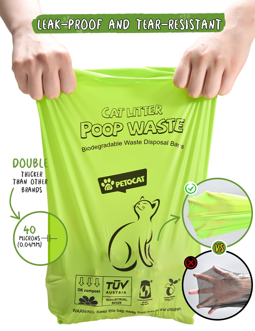 Biodegradable Unscented Cat Litter Bags 100 Count W174071