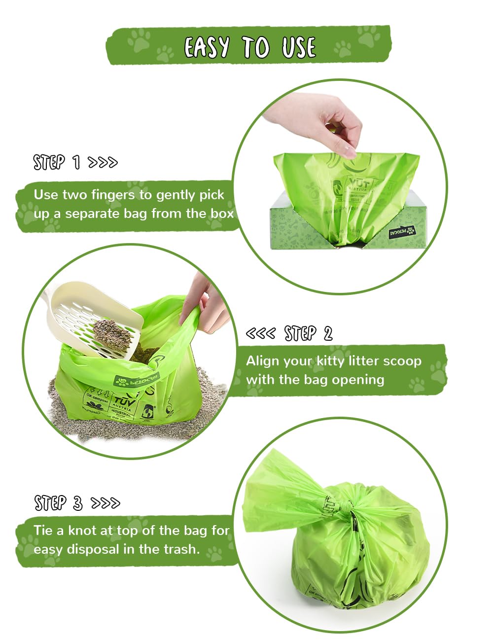 Biodegradable Unscented Cat Litter Bags 100 Count W174071