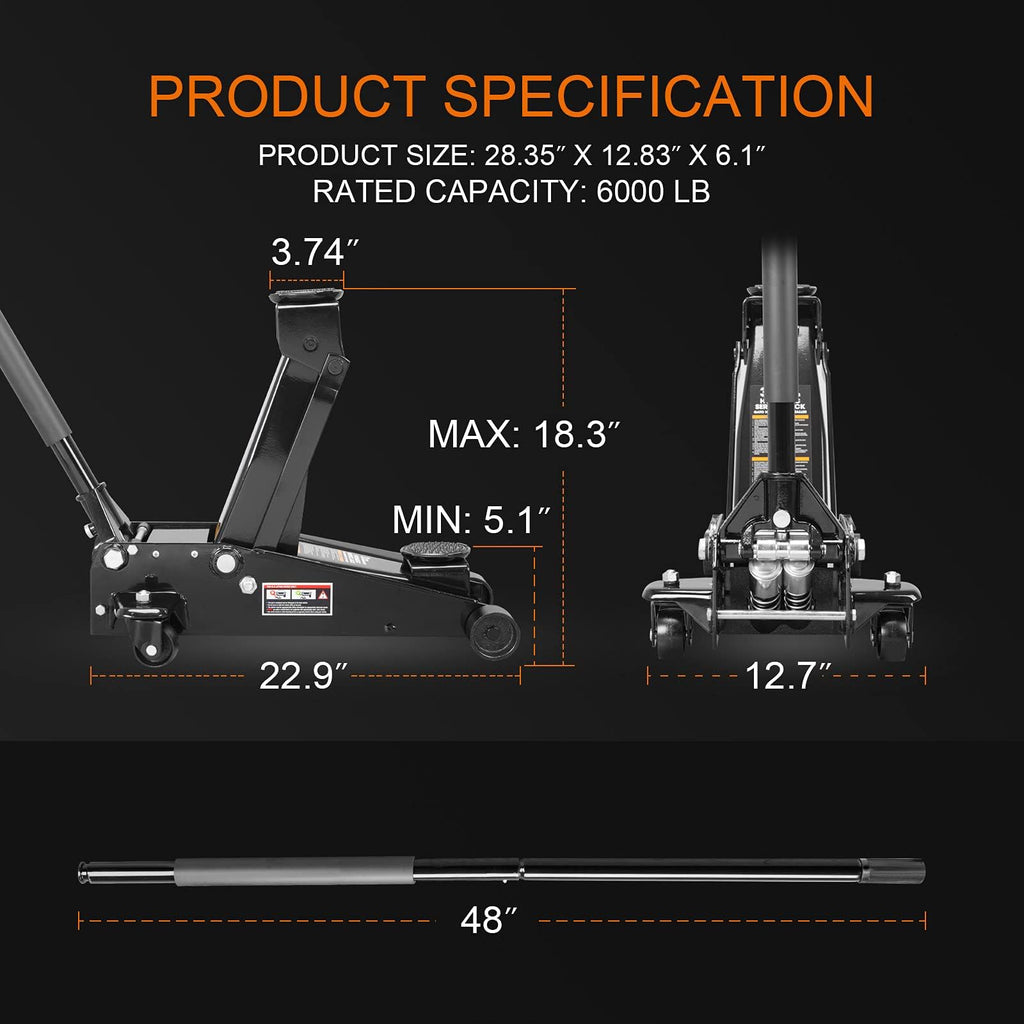 Heavy Duty Hydraulic Steel Service Jack 3 Ton I589495