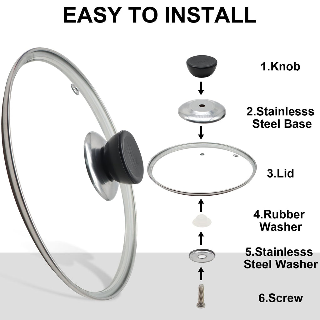 8 Inch Tempered Glass Lid with Stainless Steel Rim P43147