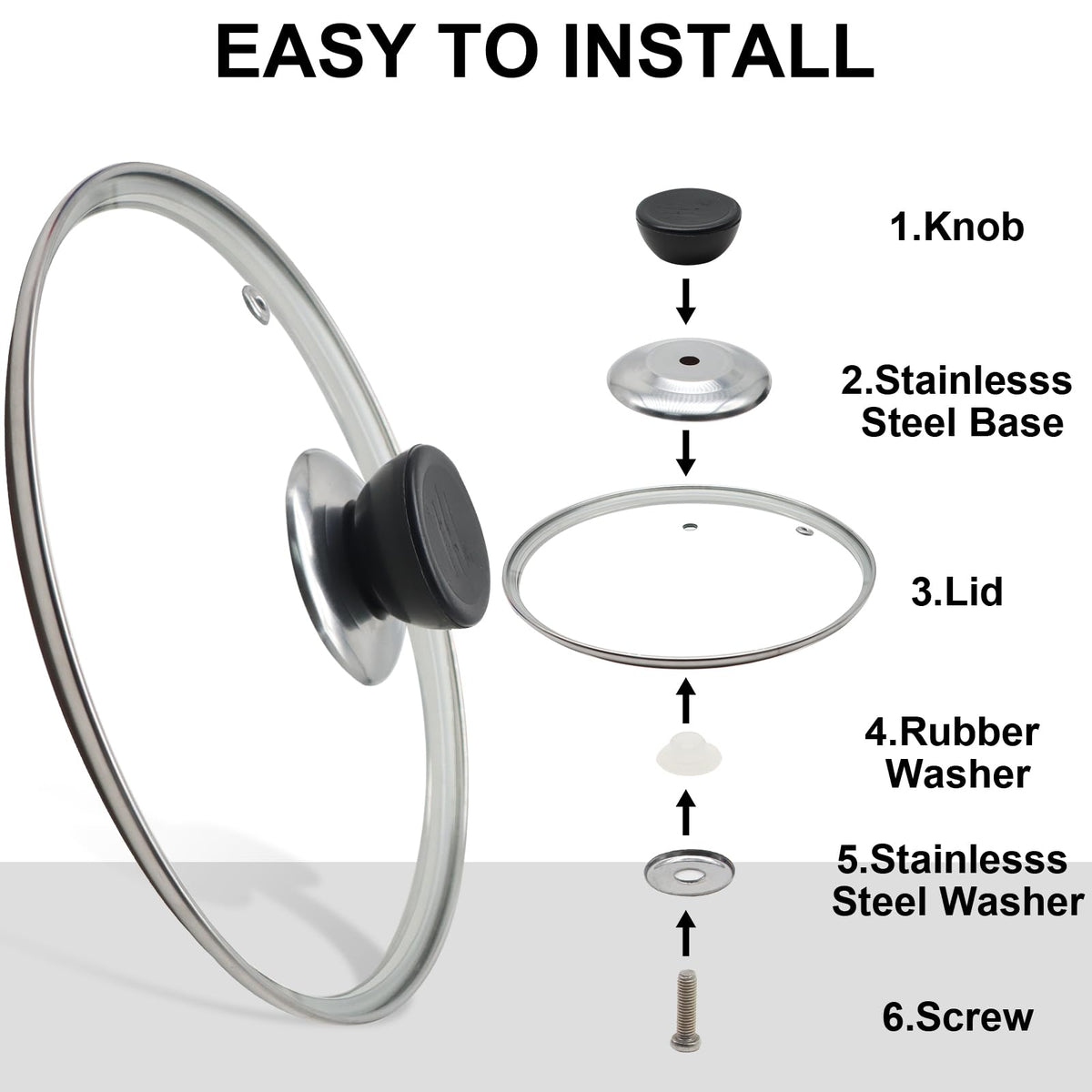 8 Inch Tempered Glass Lid with Stainless Steel Rim P43147