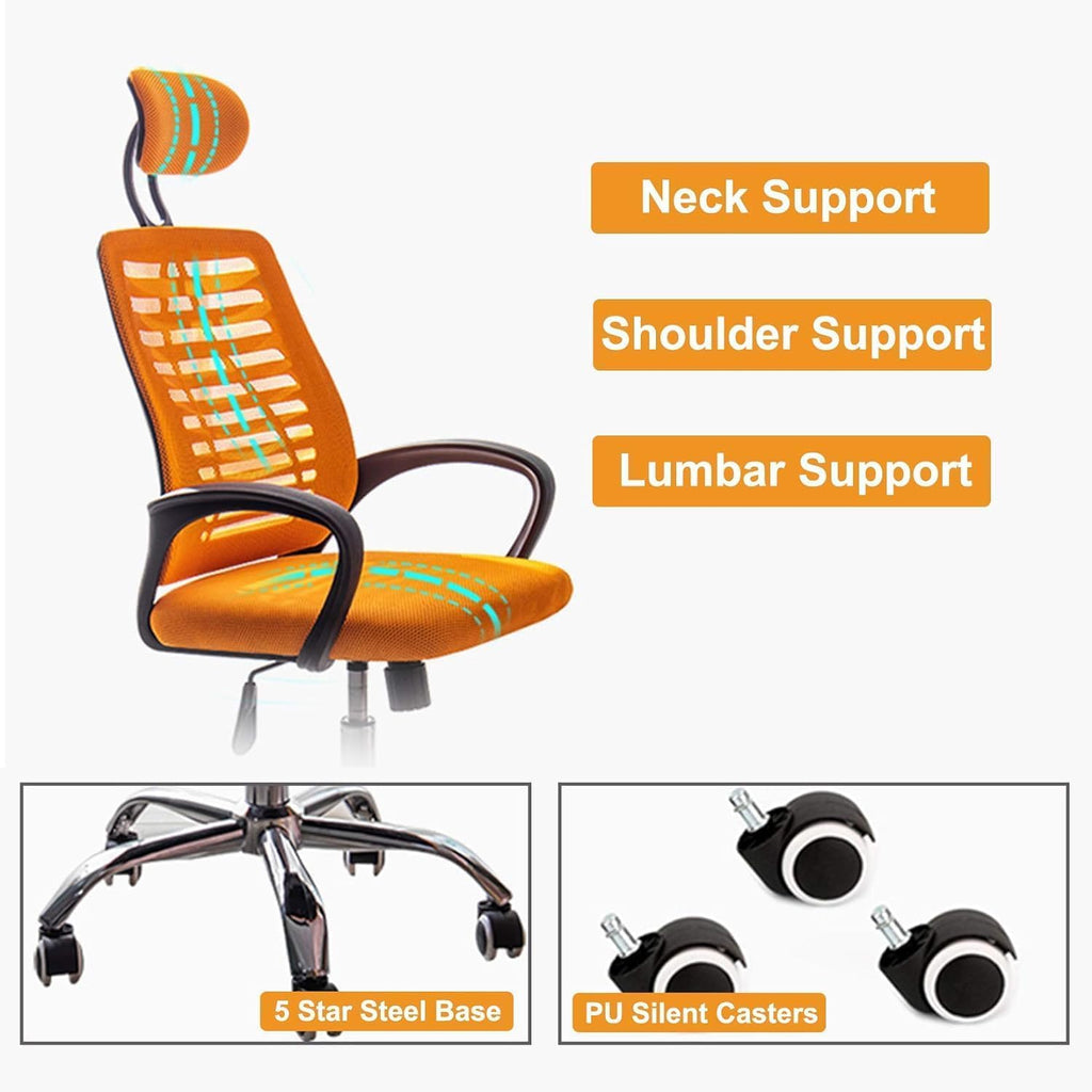Ergonomic High Back Office Chair with Lumbar Support Orange Z600205