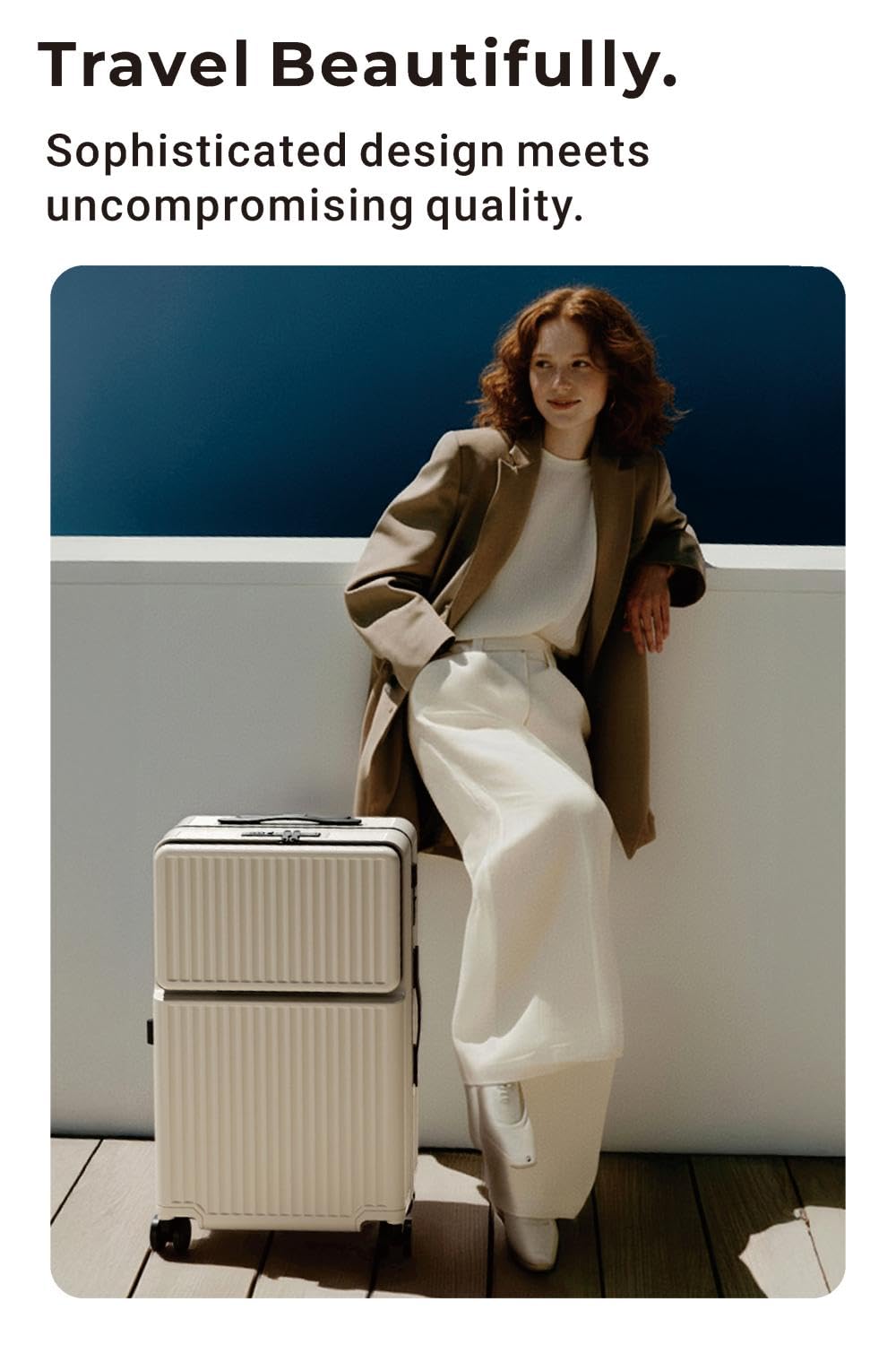 20-Inch Hardside Carry-On Luggage with Front Pocket, Ivory White D753108
