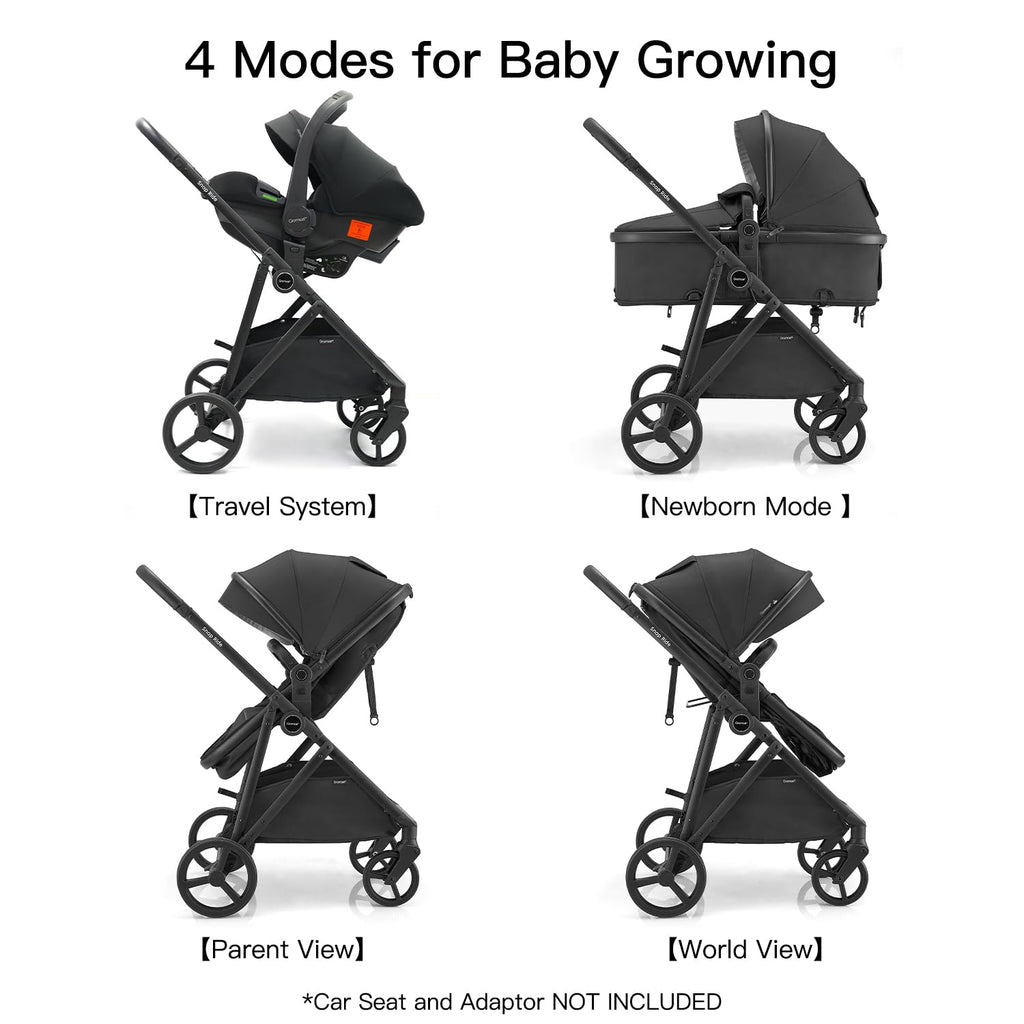 3-in-1 Convertible Baby Stroller with Reversible Seat Black C78592