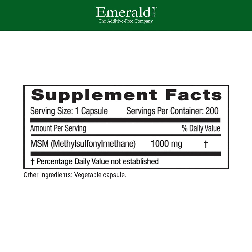 MSM 1000mg 200 Vegetable Capsules T45825