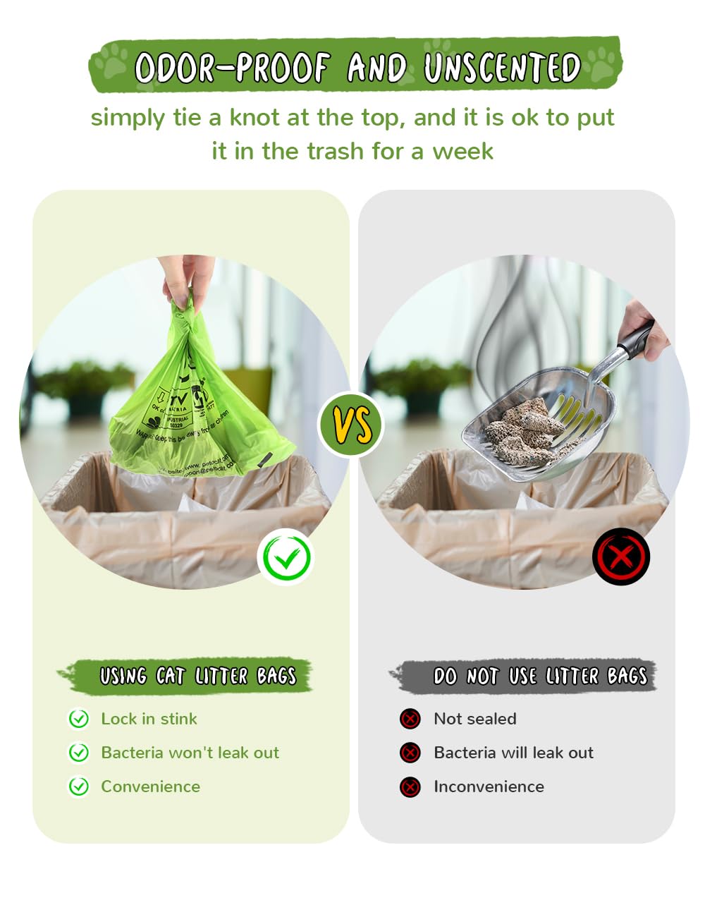 Biodegradable Unscented Cat Litter Bags 100 Count W174071