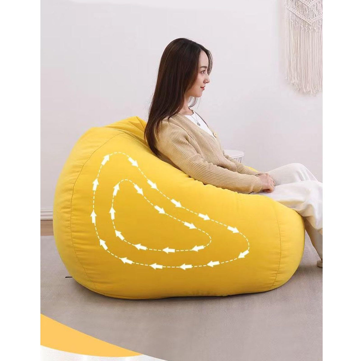 Yellow Large Bean Bag Chair Cover P999