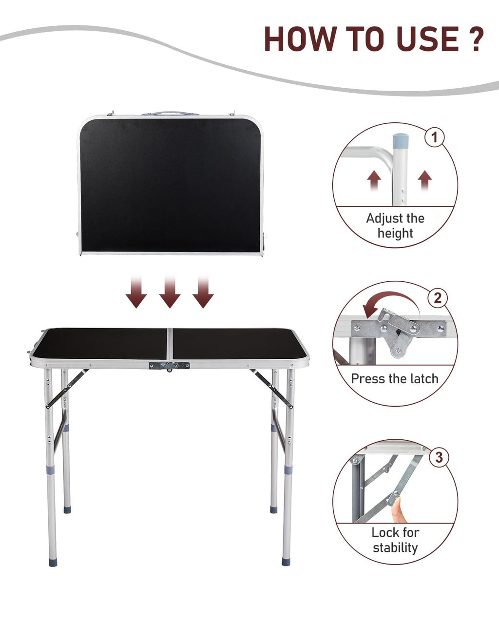 Portable Folding Camping Table Black V3534