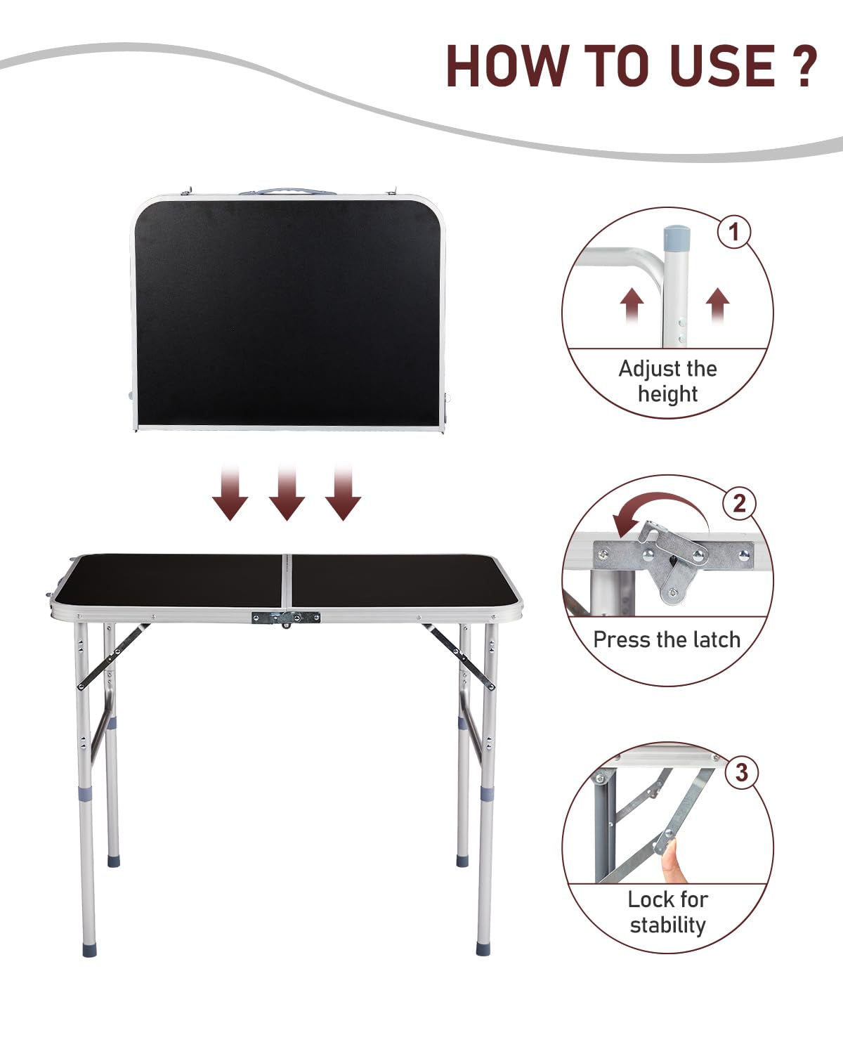 Portable Folding Camping Table Black V3534