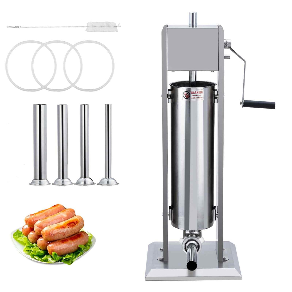 Manual Stainless Steel Sausage Stuffer with 4 Stuffing Tubes L865