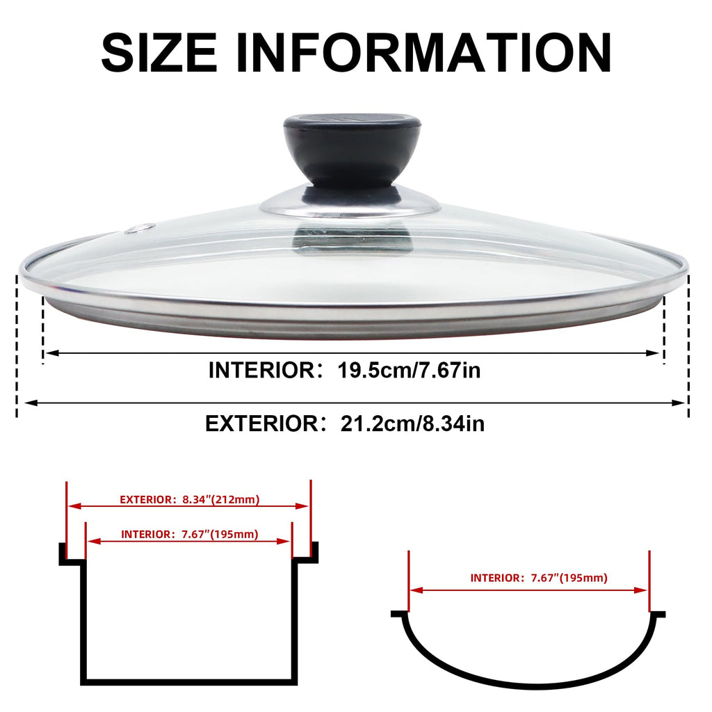 8 Inch Tempered Glass Lid with Stainless Steel Rim P43147
