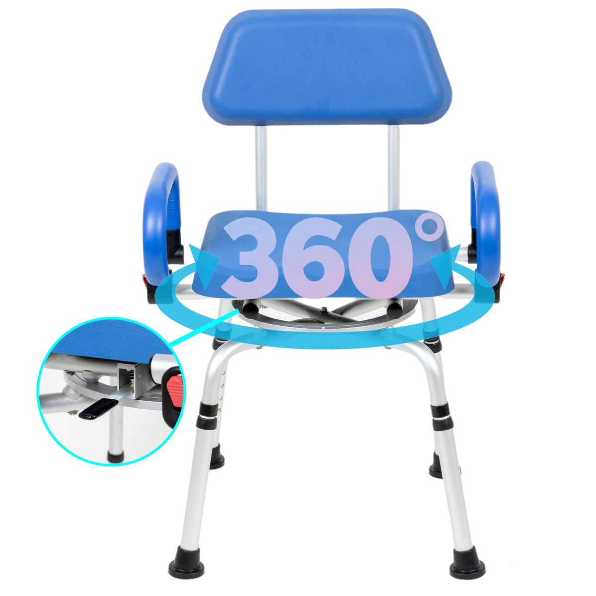 Blue Padded Shower Chair with Back and Arms G924