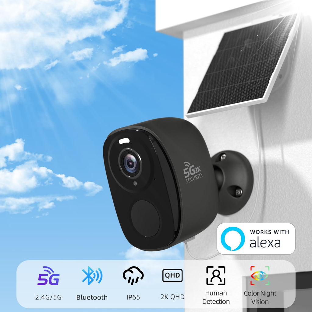 5GHz/2.4G Wireless Outdoor Security Cameras with Solar Panels G6764