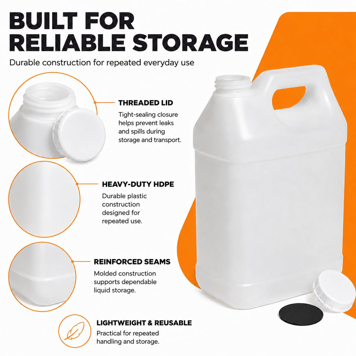 2.5 Gallon Reusable Plastic Water Jug with Lid M6556