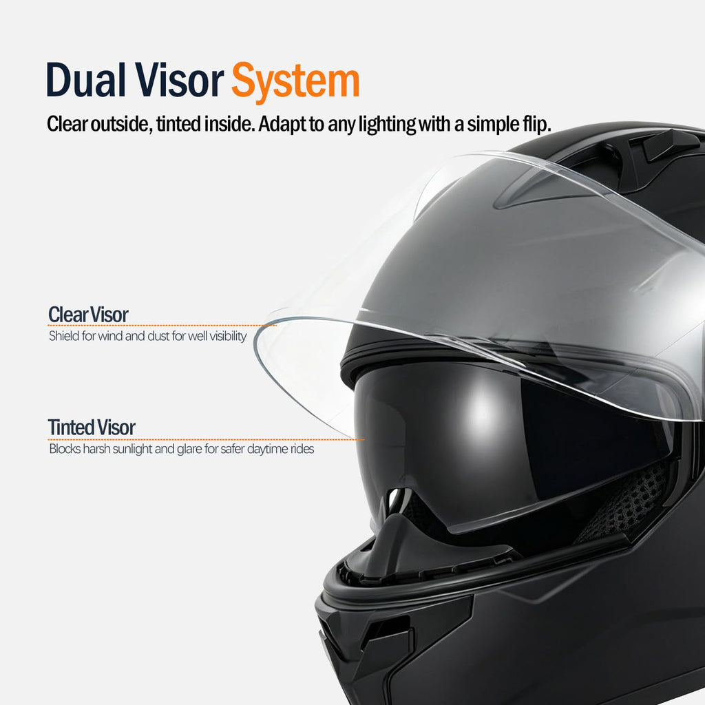 Full Face Flip Up Matte Black Motorcycle Helmet N7639