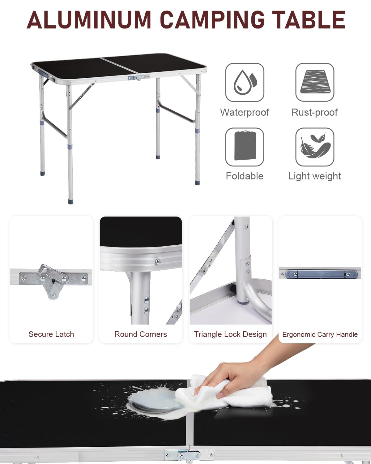 Portable Folding Camping Table Black V3534