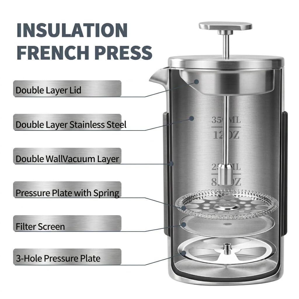 12 oz Stainless Steel French Press X545