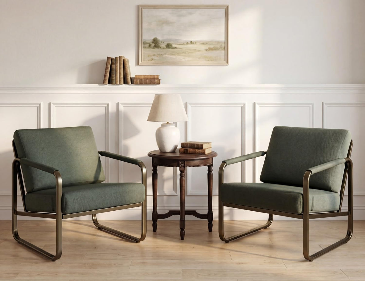 Set of 2 Green Fabric Accent Chair G412511