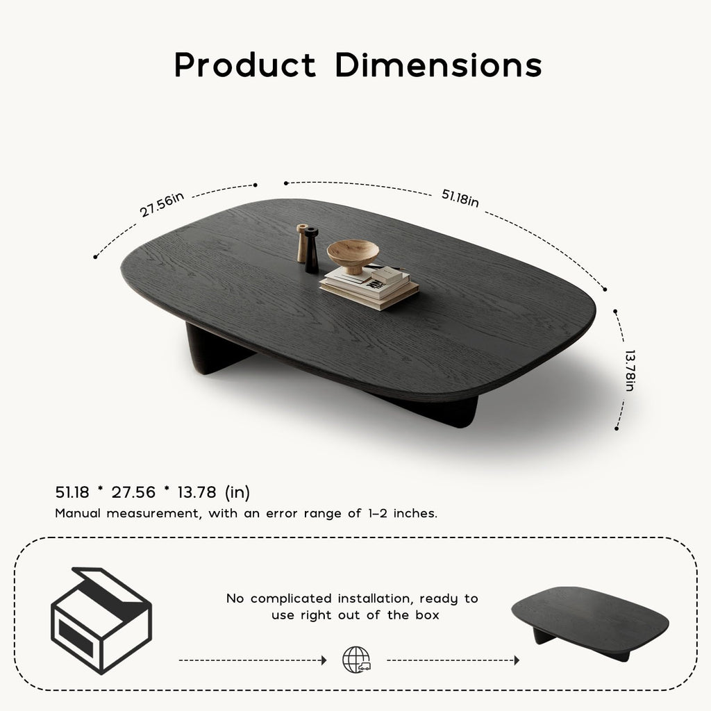 Black Wood Oval Coffee Table with Pedestal Base N484