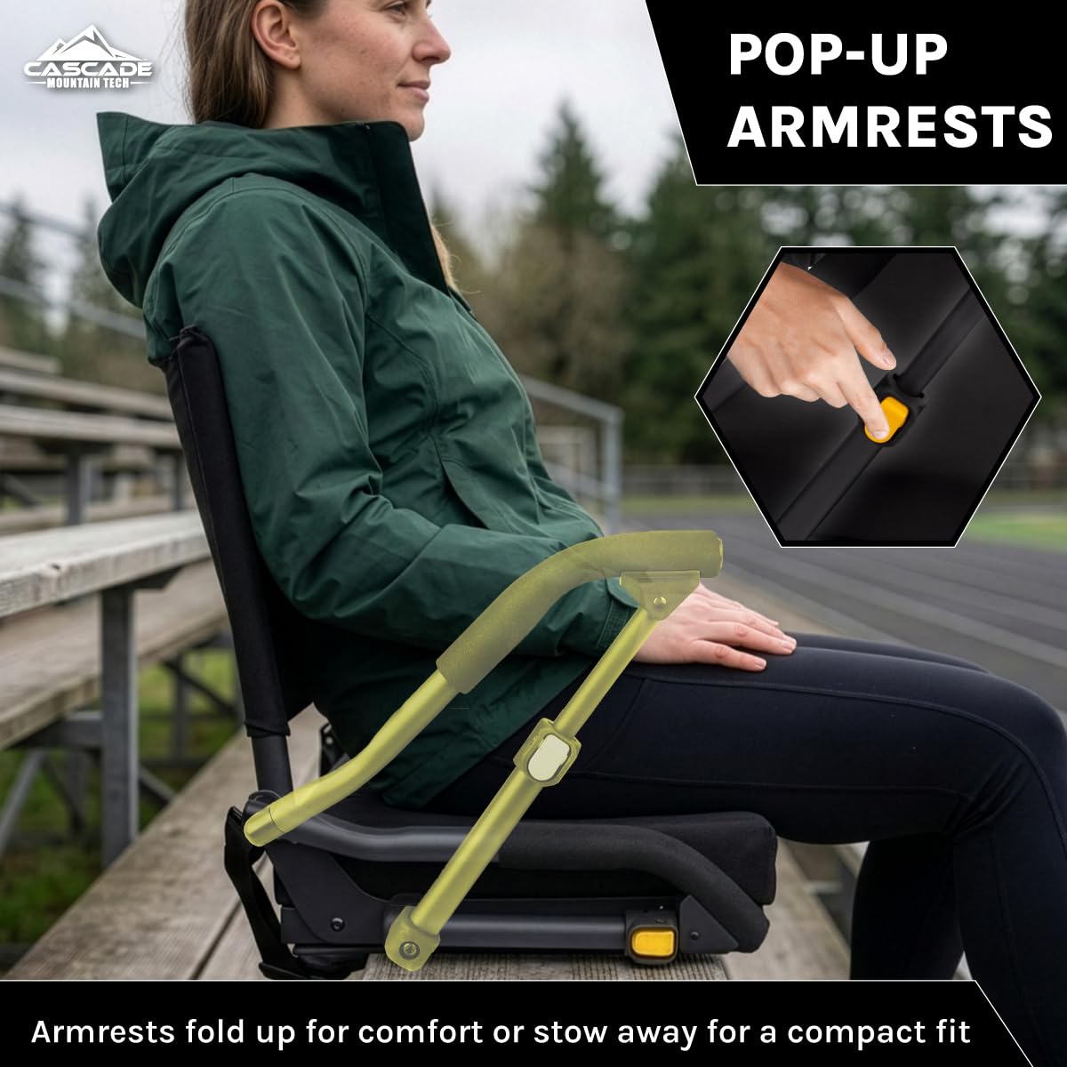 Padded Stadium Seat with Pop-Up Armrests E3542