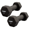Neoprene Hexagon Dumbbells with Cast Ergo Handle, 5lb Pack of 2 Y43029