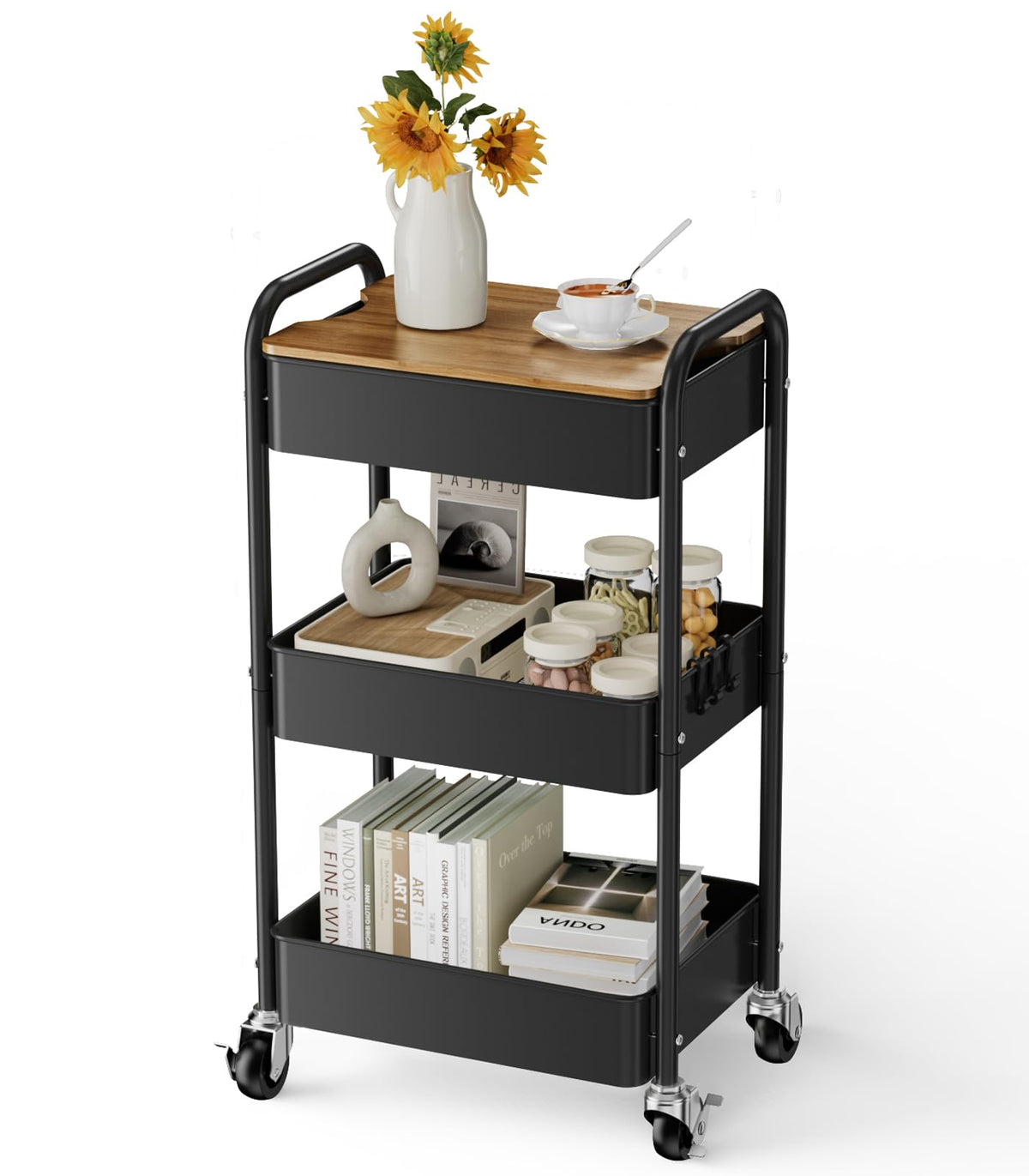3-Tier Rolling Metal Utility Cart F75134
