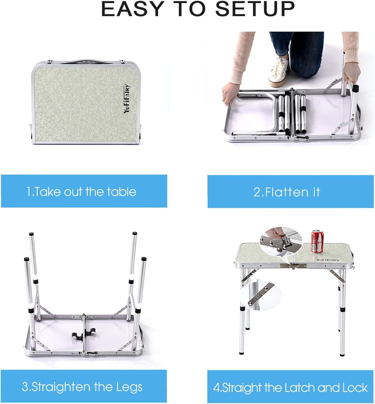 Adjustable Height Small Folding Camp Table B90842