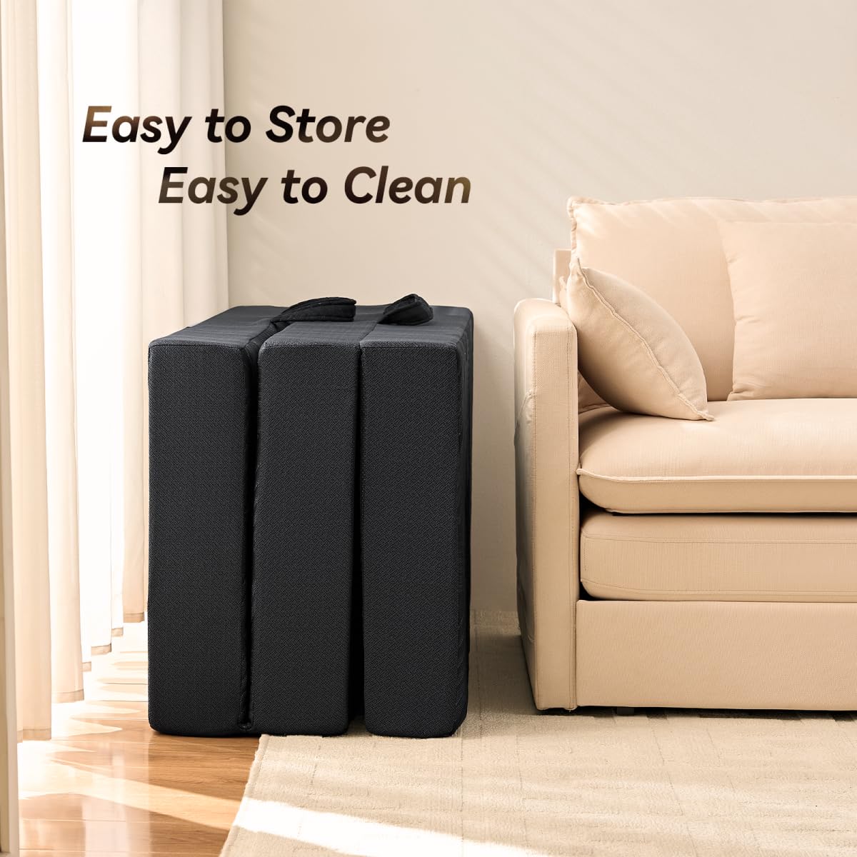 6 Inch Memory Foam Tri-Fold Twin Mattress with Washable Cover F435731