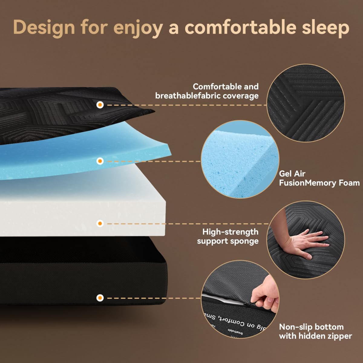 6 Inch Memory Foam Tri-Fold Twin Mattress with Washable Cover F435731