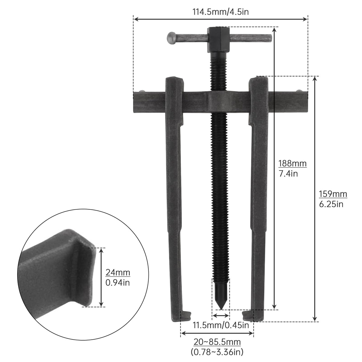 Adjustable Two Jaw Carbon Steel Bearing Puller 8 inch A684178