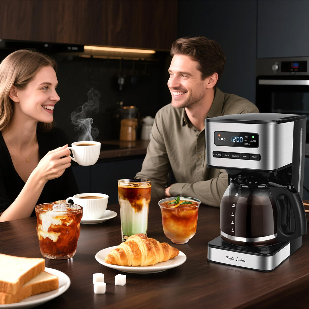 Programmable Coffee Maker 12 Cup, Black & Stainless Steel I331