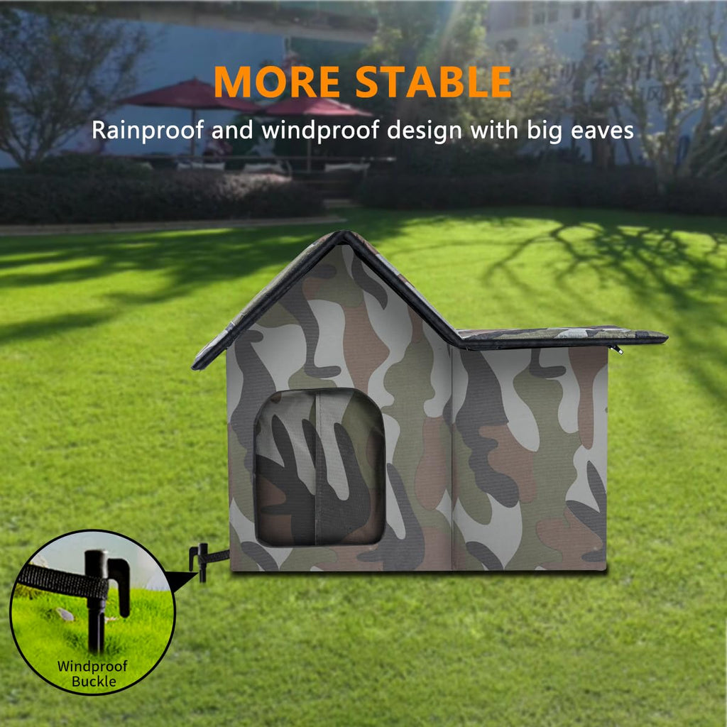 Large Weatherproof Outdoor Cat House with Door and Soft Mat G441