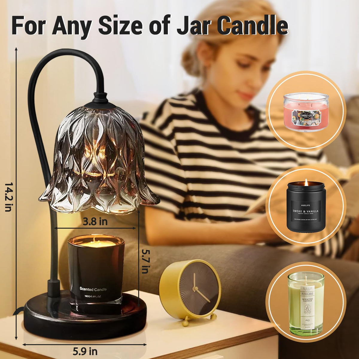 Candle Warmer Lamp with Timer Dimmer Marble Base M192249