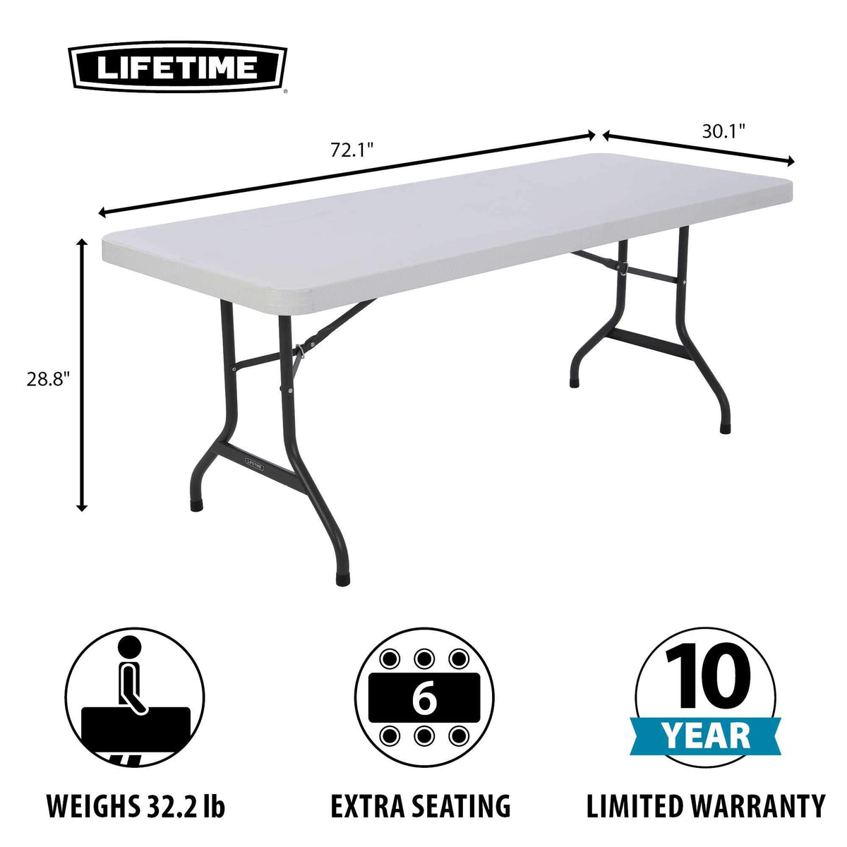 White 6 Feet Folding Utility Table Pack of 4 O346