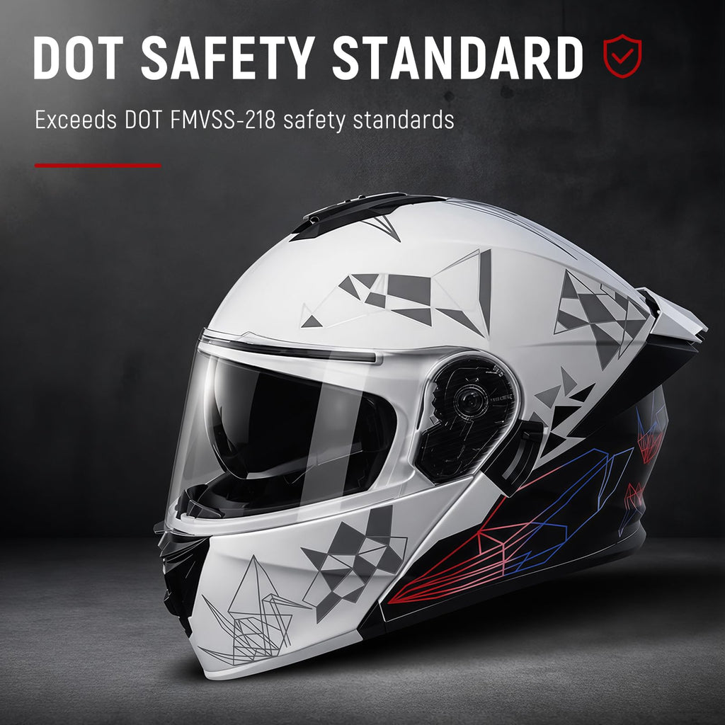 DOT Approved Flip Up Full Face Dual Visor Motorcycle Helmet I3021