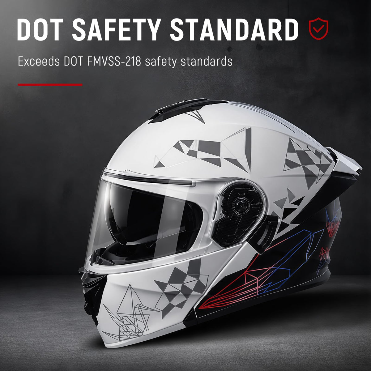 DOT Approved Flip Up Full Face Dual Visor Motorcycle Helmet I3021