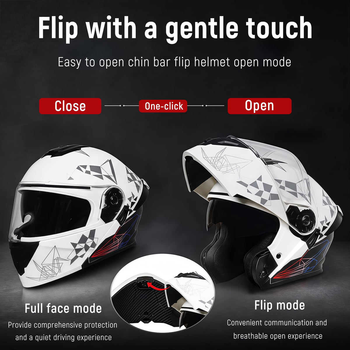 DOT Approved Flip Up Full Face Dual Visor Motorcycle Helmet I3021