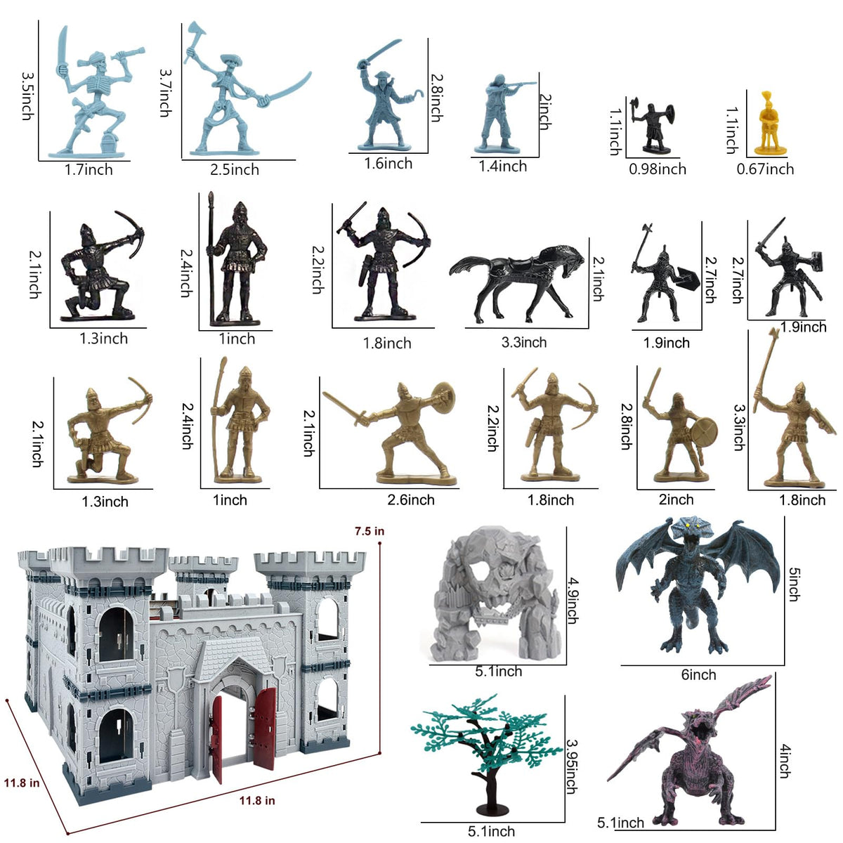 Medieval Castle Building Set with Knights and Dragon E335527