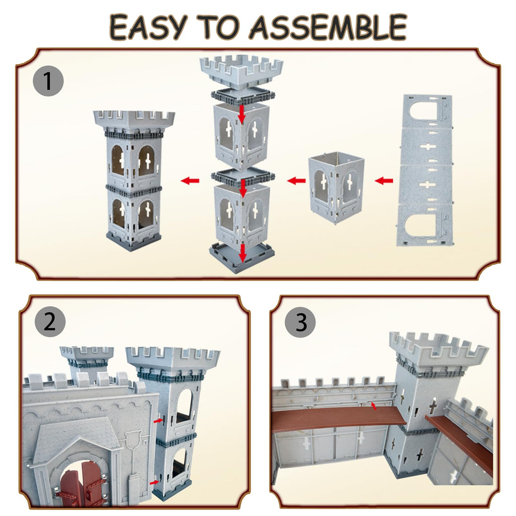 Medieval Castle Building Set with Knights and Dragon E335527