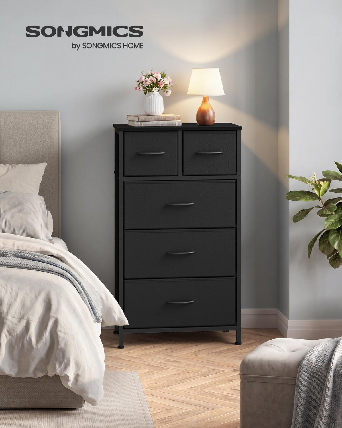 Tall Dresser with 5 Fabric Drawers W6935